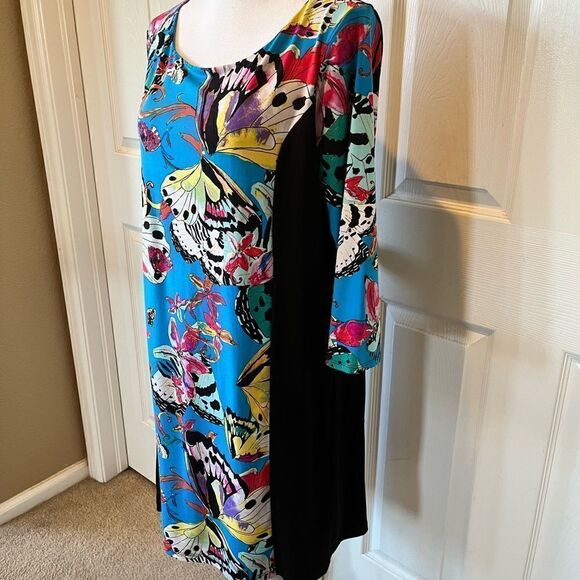🎄Nicole by Nicole Miller Butterfly Pattern Knee Length Sheath Dress - Picture 4 of 10